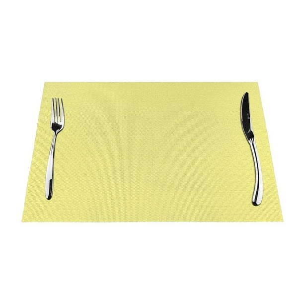 YFYANG Washable HeatResistant Placemats, 70 PVC/30 Polyester, Yellow Kitchen Table Mat, 12" x
