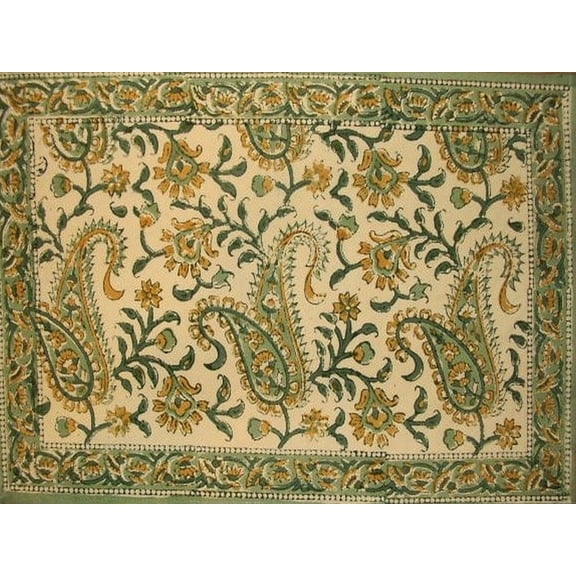 Rajasthan Paisley Cotton Table Placemat 19" x 13" Green