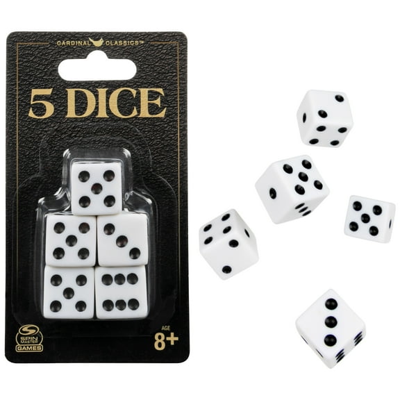 Spin Master Games, Cardinal Classics, 5-Pack Dice Set, for Ages 8 and up