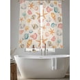 thumbnail image 5 of Ocean Starfish Sheer Curtains 72 Inch Long 2 Panels, Yellow Shell Vintage Linen Summer Light Filtering Rod Pocket Curtains, Sheer Voile Drapes for Living Room Bedroom, 52"x72", 5 of 8