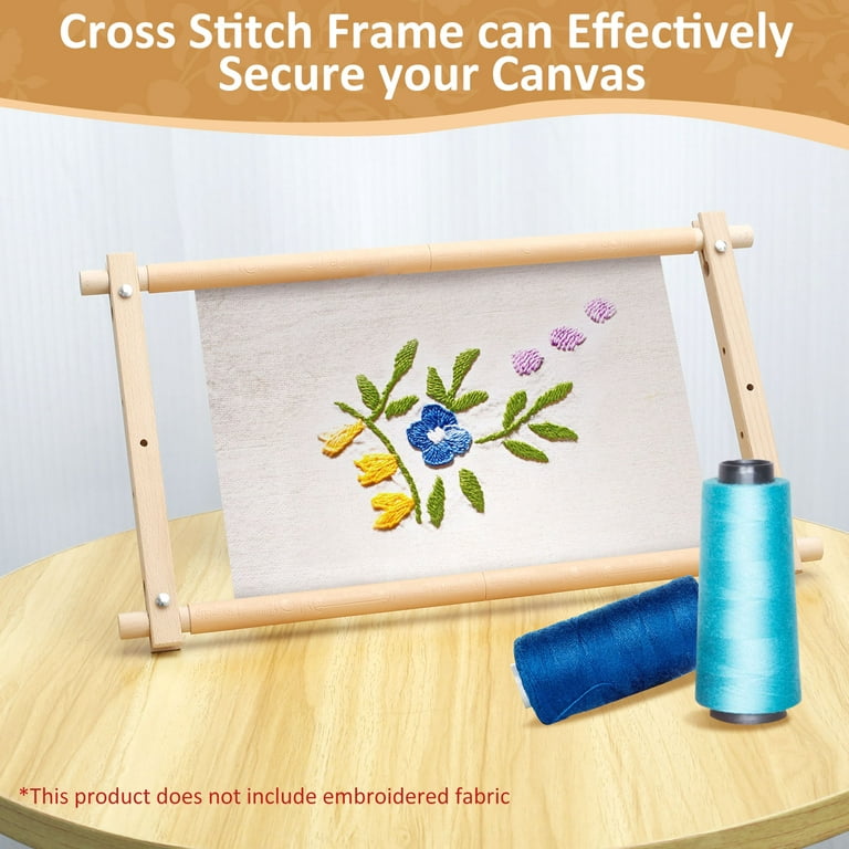  Cross Stitch Scroll Frame, Beech Wood Embroidery Tapestry Frame  Holder, Needlepoint Quilting Frame Stretcher Bars for Embroidery Sewing  Projects 18.1'' x 11.2