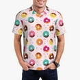 thumbnail image 4 of Vsdgher Colorful Donuts Print Men's Short Sleeve Stretch Polo Shirt, Moisture-Wicking Performance Polo Shirt, 4 of 8