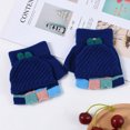 thumbnail image 1 of Guantes de punto con vuelta para niños de otoño e invierno, de medio dedo, de doble propósito, para niños y niñas, bonitos y cálidos dedos expuestos, para niños y estudiantes, 1 of 6