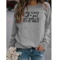 thumbnail image 2 of Sudadera de Mujer con Cuello Redondo y Manga Larga con Estampado de Letras, Jersey Informal de Moda para Mujer, Top para Trabajo Diario, Viajes, Gris (Fuente Negra) XL, 2 of 5