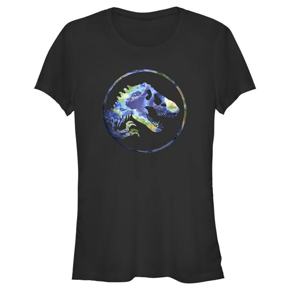 Junior's Jurassic World Earth Day T. Rex Logo Graphic Tee Black Large