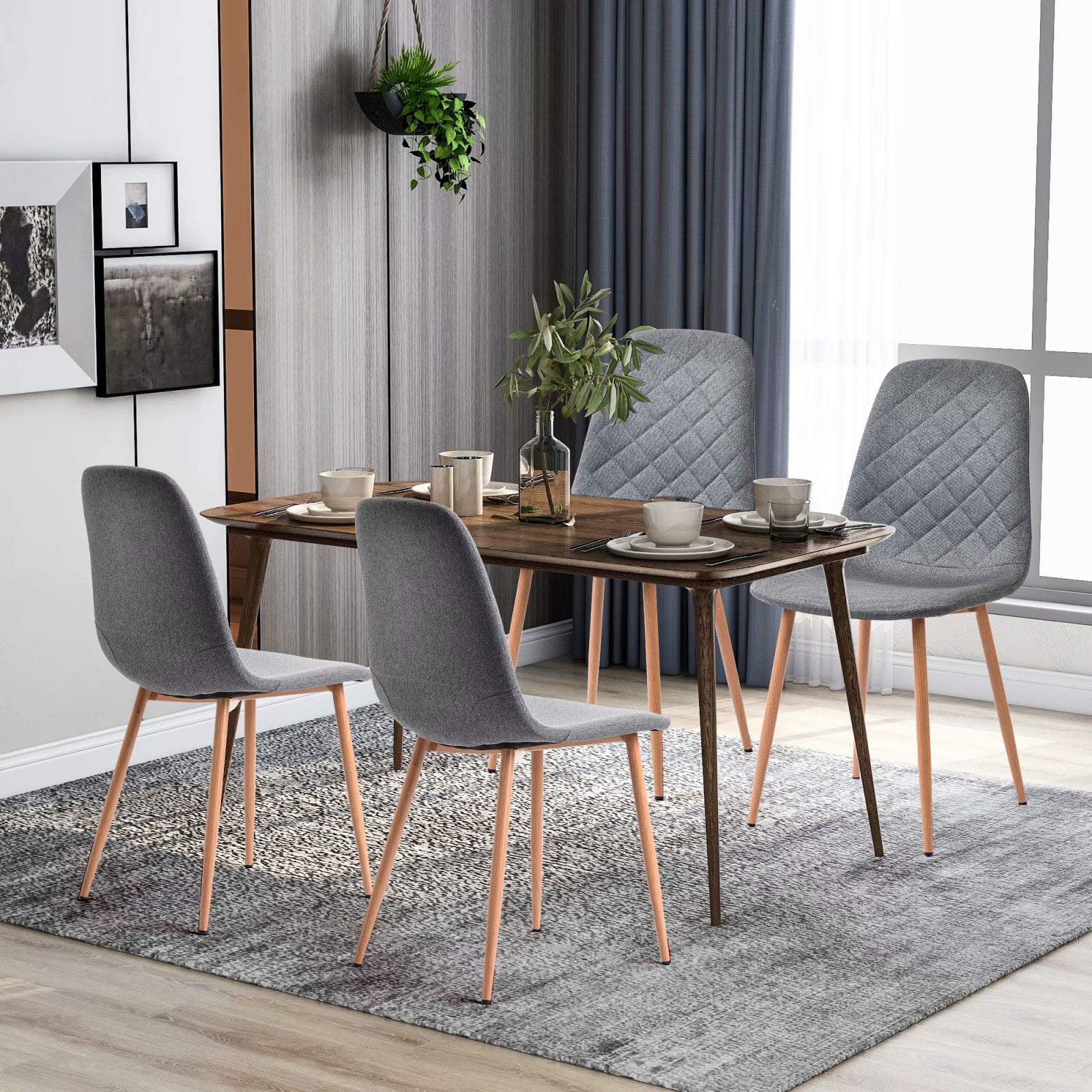 Piscis Dining Chairs Set of 4, Vintage PU Leather Upholstered Side ...