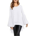 thumbnail image 1 of Birdeem Womens Casual Solid Color Irregular Pullover Round Neck Long Sleeve Lantern Tops, 1 of 7