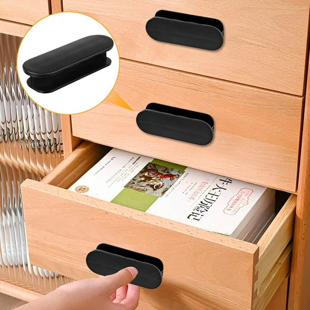 Bewildely Tiradores de puerta de línea suave, fácil instalación para armarios y ventanas, plástico, balcón, 4 pack/lote Decoración del hogar Negro 6 piezas