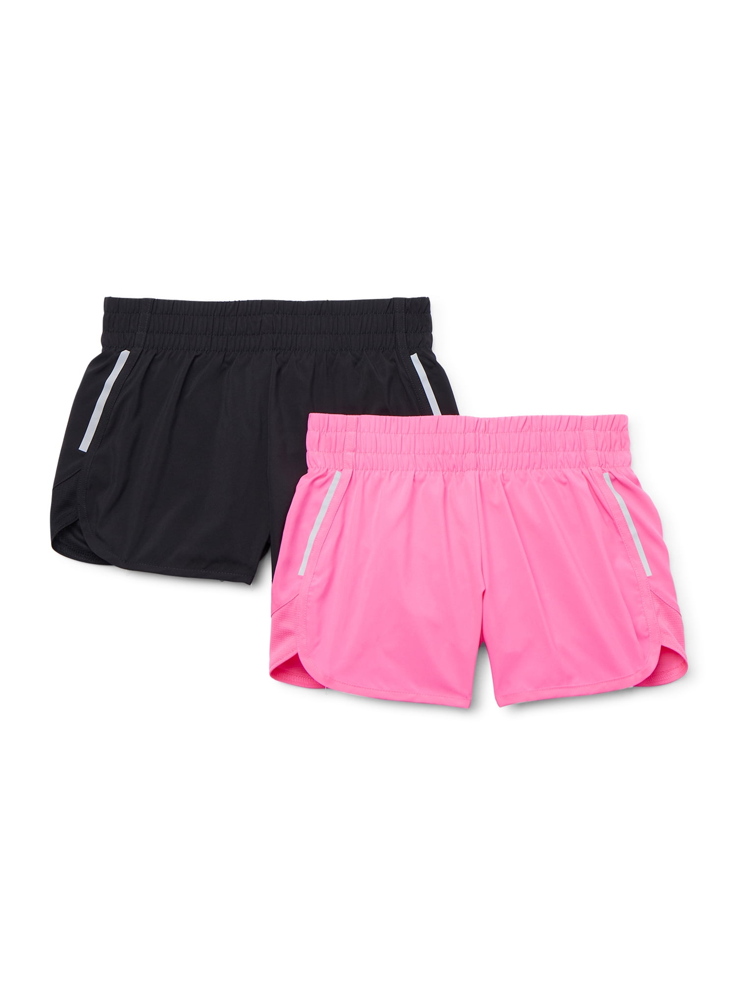 Athletic Works Girls Solid Active Running Shorts, 2Pack, Sizes 418 & Plus