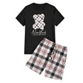 thumbnail image 3 of WILLBEST Conjunto de Camiseta y Pantalones Cortos Informales de Verano para Hombre, con Estampado de Oso, Diseño A Cuadros, para Gimnasio, Deportes y Vacaciones, 3 of 6