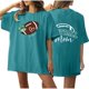 thumbnail image 2 of Fiudx Ofertas Flash Del Día Solo En Línea Camiseta de Manga Corta con Estampado Casual de Doble Cara con Cuello Redondo y Hombros Caídos para Mujer, 2 of 5