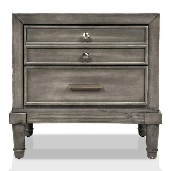 Furniture of America Cartagena Solid Wood 3-Drawer Nightstand in Gray