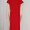 thumbnail image 5 of qolati Women's Wear to Work Dresses Elegant Cap Sleeve Sheath Bodycon Midi Dress Crewneck Ruched Front Business Office Pencil Dress Red L, 5 of 7