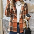thumbnail image 4 of Womens Plaid Wool Blend Business Jacket Notched Lapel Blazer Dressy Casual Lightweight Pea Coat Button Up Jackets Office Wear, 4 of 7