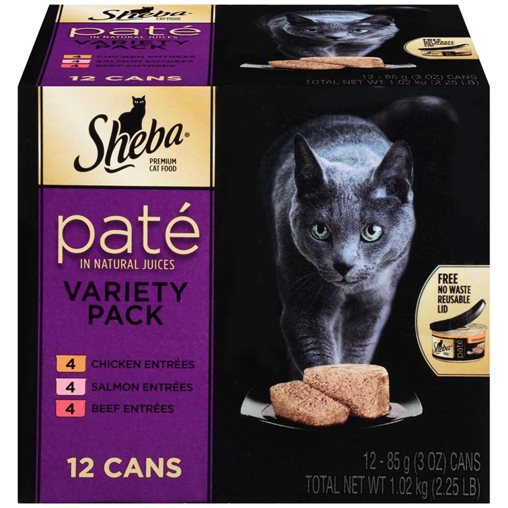 Sheba Pate In Natural Juices Variety Pack Chicken, Salmon, Beef Wet Cat
