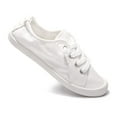 thumbnail image 4 of Zapatillas slip-on de lona para mujer BENEKER blancas, planas y cómodas, 4 of 7