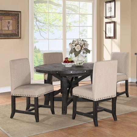 dining chairs table upholstered round yosemite piece modus sets hayneedle