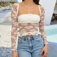 thumbnail image 2 of Women's Floral Lace Long Sleeve Square Neck Crop Top T Shirt Strapless Tube Top And Bolero Set, 2 of 2