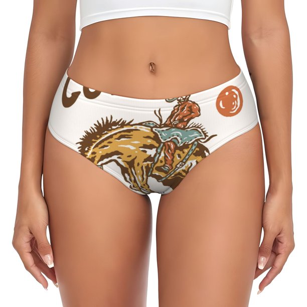 Fotbe Cowboy Up Vintage Wild West Calzones Estampados para Mujer – Ropa Interior de Algodón, Cómoda, Suave y Elástica-Small