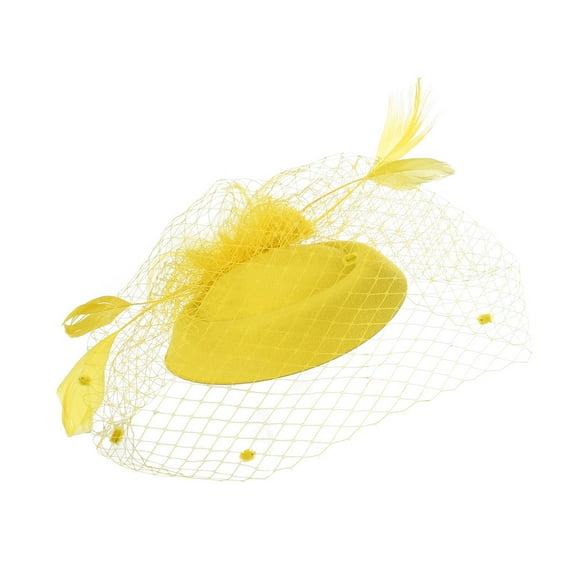 Yeetfub Derby Hats Derby Hats for Women 2024 Fascinators for Women Tea Party Headband Hat Mesh Feathers Hair Clip for Wedding Cocktail and Church ky Derby Hats Wedding Hats for Women,Yellow
