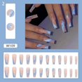 thumbnail image 1 of 24pcs Coffin False Nails Full Cover French Ballerina Fake Nails Press On Nails, 1 of 3