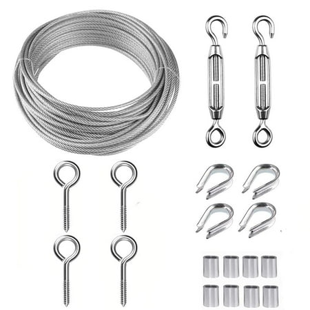

Stainless Steel Rope Hanging Kit - Coated Steel Rope with Tensioner and Hooks (15m/2mm)