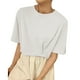 thumbnail image 1 of Camiseta de manga corta de moda para mujer, cómoda y transpirable, con estampado de letras, camiseta femenina blanca L, 1 of 12