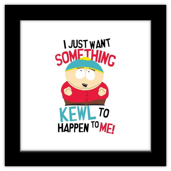 Gallery Pops South Park - Cartman Kewl Wall Art, Black Framed Version, 12" x 12"