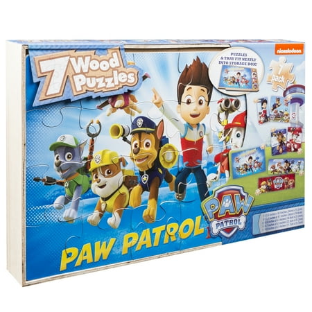 Nickelodeon's Paw Patrol - 7 Wood Jigsaw Puzzles in Wood Storage Box