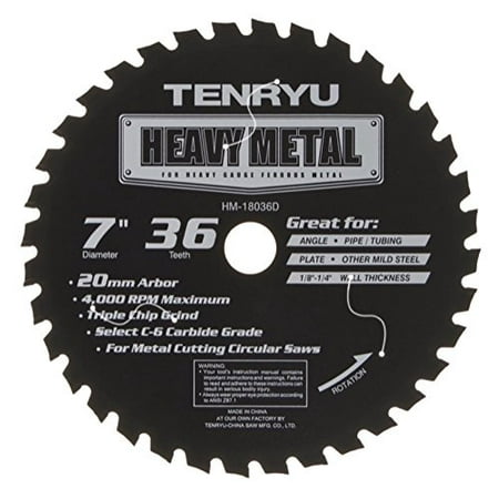 

Tenryu HM-18036D 7 x 36T Heavy Metal Thin-Kerf C6 Micro-grain Carbide Blade