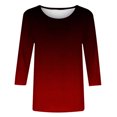 thumbnail image 3 of Womens Spring Clothes, Summer Tops for Women Fashion Loose Fit Color Block Crewneck 3/4 Sleeve Shirts, 3 of 3