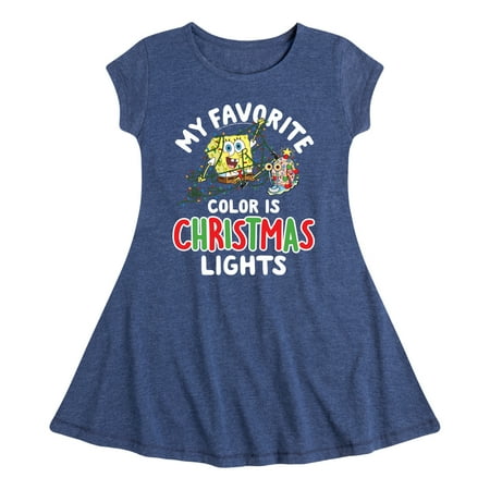 

SpongeBob SquarePants - My Favorite Color Is Christmas Lights - Toddler And Youth Girls Fit And Flare Dress