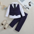 thumbnail image 3 of Faraee Baby Boy Clothes Suit Toddler Gentleman Wedding Outfits Tie Button Down Shirt Vest Long Pants Guest Suits Kids Formal Dress Clothing Set 1t 2t 3t 4t 5t 6t 7t Blue, 3 of 9