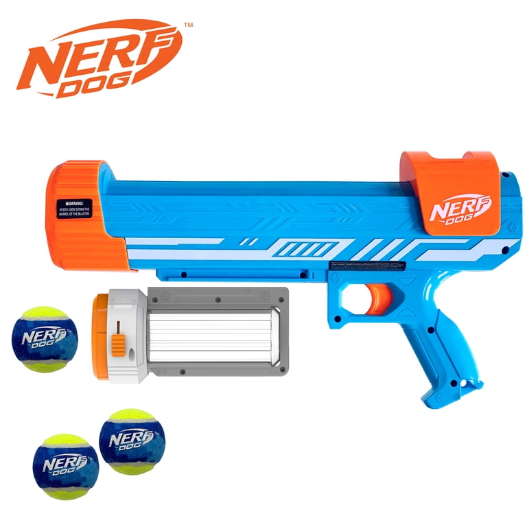Nerf Dog 18 inch Distance Blaster Ball Launcher with Canister and