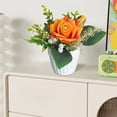 thumbnail image 6 of CofeeMO Artificial Flowers Vase Small Fake Flower Arrangement for Tables centerpieces Kitchen Dining Room Decorations Faux Flower in Vase Coffee Table Silk Roses, 6 of 6