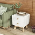 thumbnail image 2 of Costway 1 PCS Nightstand Mid Century Modern Bedside Table with 2 Drawers Solid Rubber Wood Legs White, 2 of 10