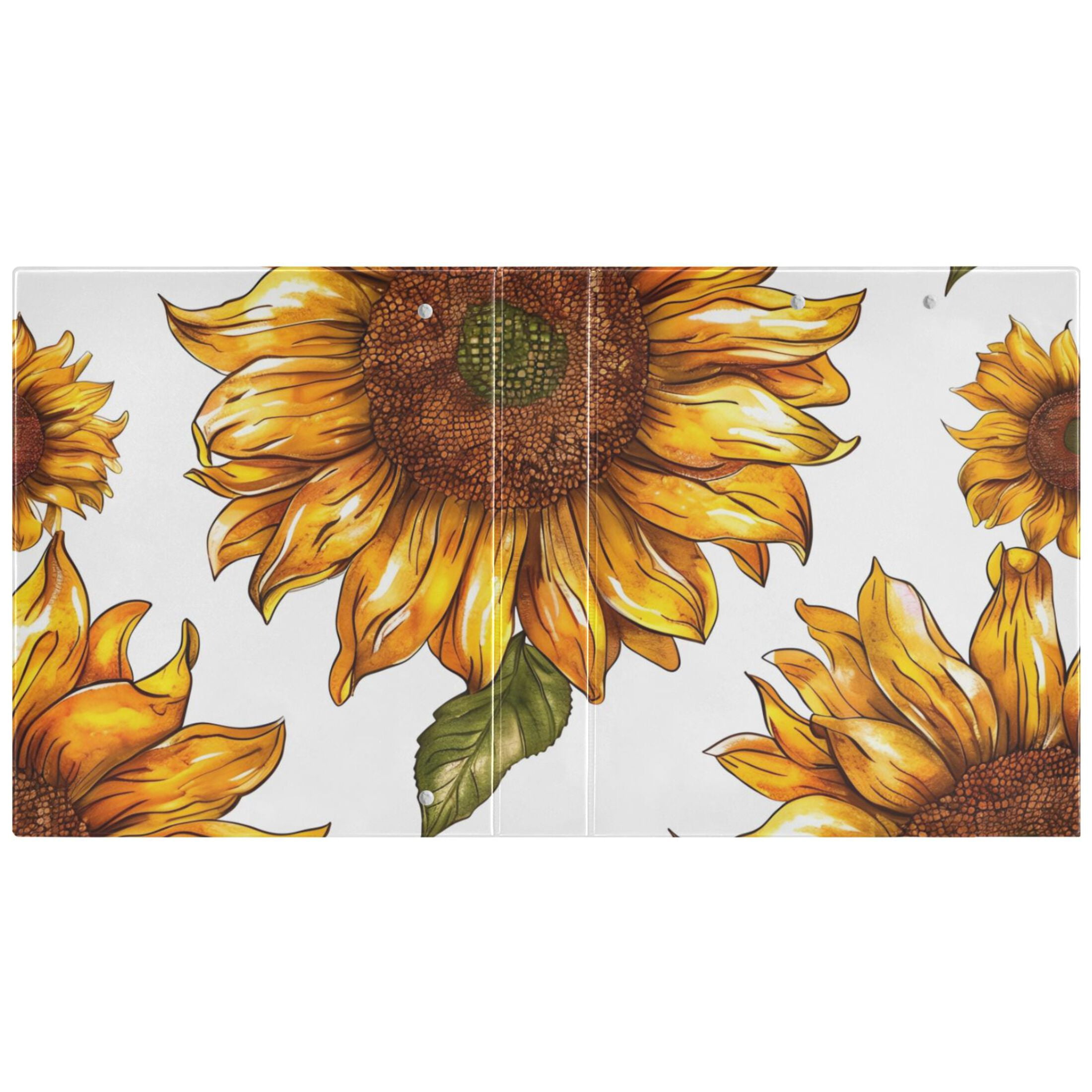 Sunflower in White 3 Ring Binders 1.5 inch Hardcover File Folders with Interior Pockets A4 Size Organizer for School Office Hospital