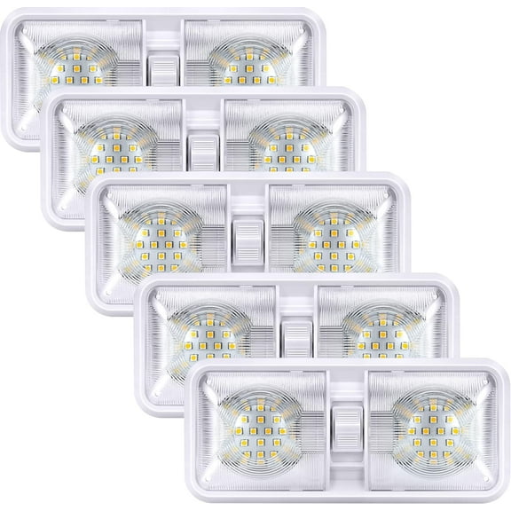 12V Led RV Ceiling Dome Light RV Interior Lighting for Trailer Camper with Switch, Natural White 4000-4500K 600 Lumens (Pack of 5)