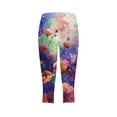 thumbnail image 5 of qelini Womens Capris Pull on Pants Athletic Wear Labor Day 3/4 Capris Leggings Slim Flower Printing Plus Size Beach Trouse Pants 2024 Fashion Lightweight and Low Price Multicolor 2XL, 5 of 5