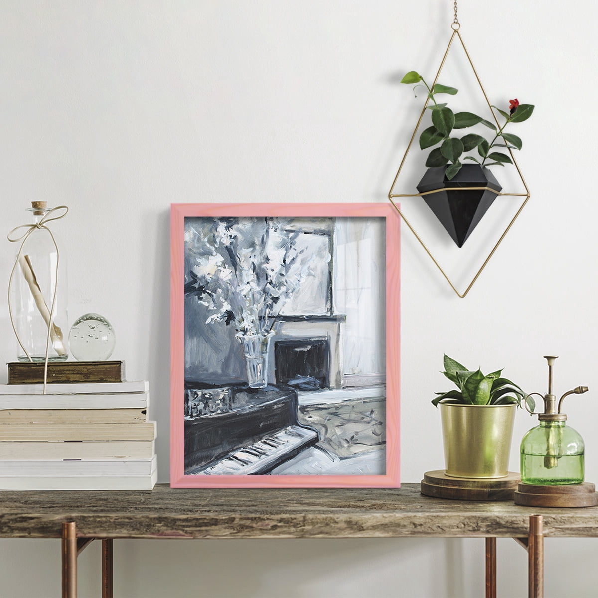 Piano Blues III - Framed Print w/glass - Sunset Pink