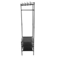 thumbnail image 1 of 1 Set Floor Clothing Garment Rack Standing Clothes Organizer Bedroom 3-tier Clothing Rack with Hooks, 1 of 9