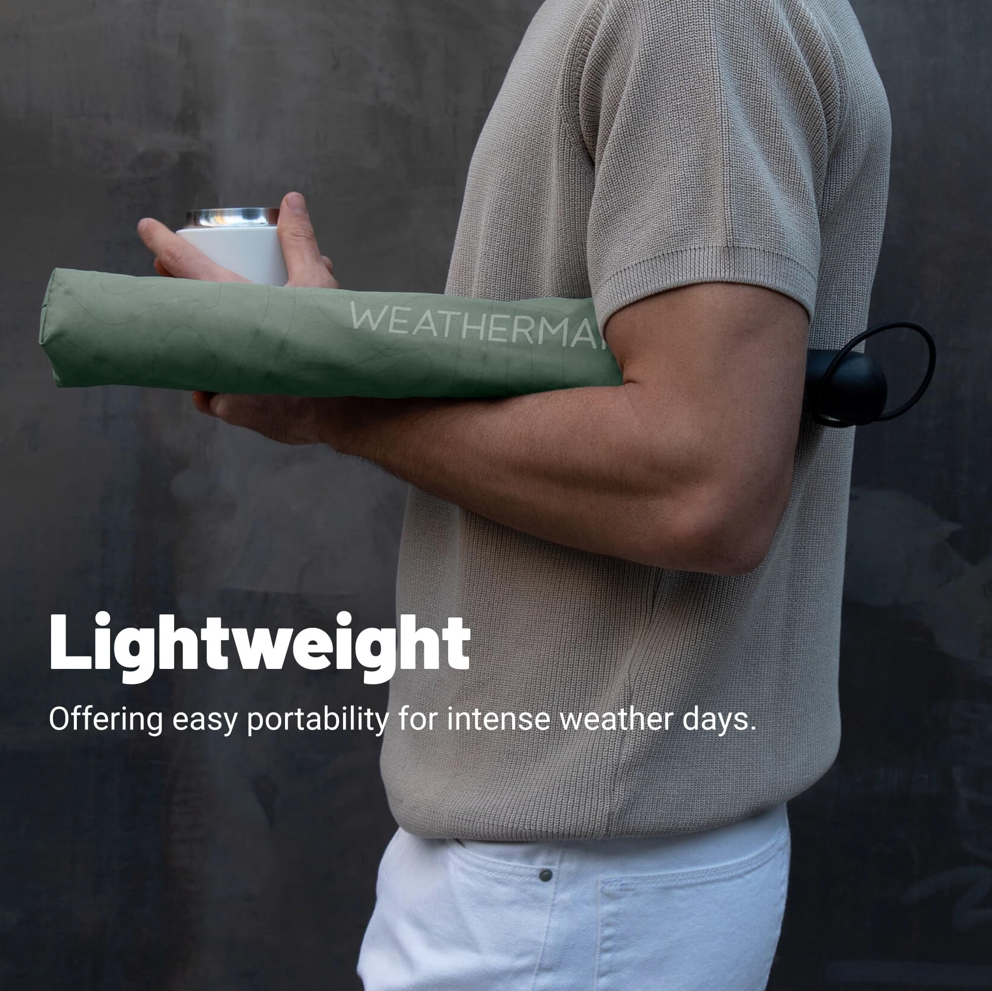 Weatherman Umbrella - Collapsible Umbrella - Windproof Umbrella Resists Up to 55 MPH Winds (Sage)