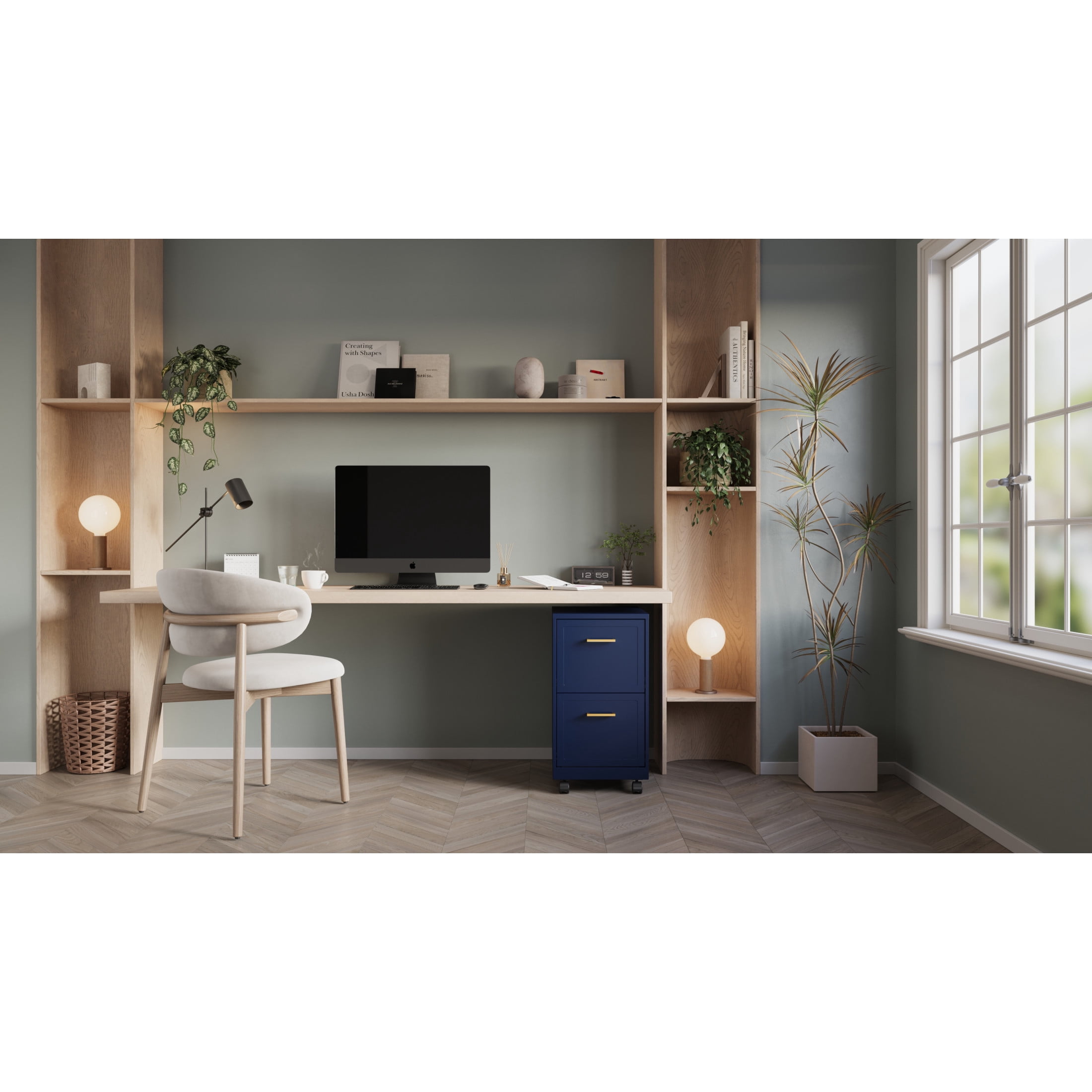 Space Solutions 18" Deep 2 Drawer Mobile Letter Width Vertical File Cabinet, Navy