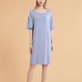 thumbnail image 2 of Defitshape Women's Summer Soft Nightgown Short Sleeve Side Split Lightweight Sleep Dress Loungewear Nighty Sky Blue Small-Large, 2 of 4
