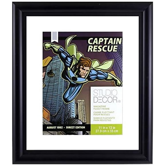 11" x 13" Comic Book & Magazine Float Frame - Double-Glass Panes with Black Frame, Includes Pre-attached Hanging Hardware - 1 Pack$$Home Decor, Kitchen, & Other