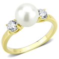 thumbnail image 1 of Alamode TK3567-10 Bague pour Femme en Acier Inoxydable IP Doré avec Synthétique, Blanc - Taille 10, 1 of 1