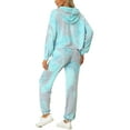 thumbnail image 3 of MODA NOVA Junior's 2 Piece Sweatsuits Tie Dye Pullover Hoodie Drawstring Jogging Tracksuit Sports Outfit, 3 of 6