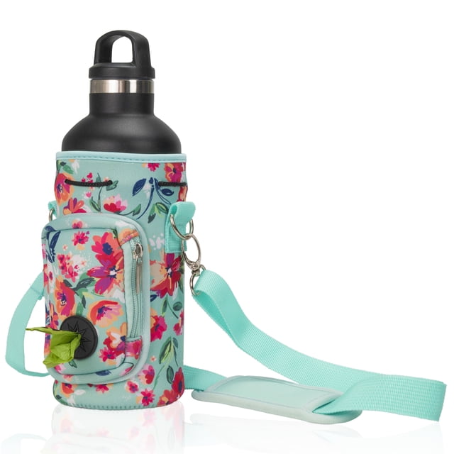 Made Easy Kit Porte-Bouteille d'Eau avec Poche pour Sacs à Déchets de Chien et Bandoulière Rembourrée Réglable