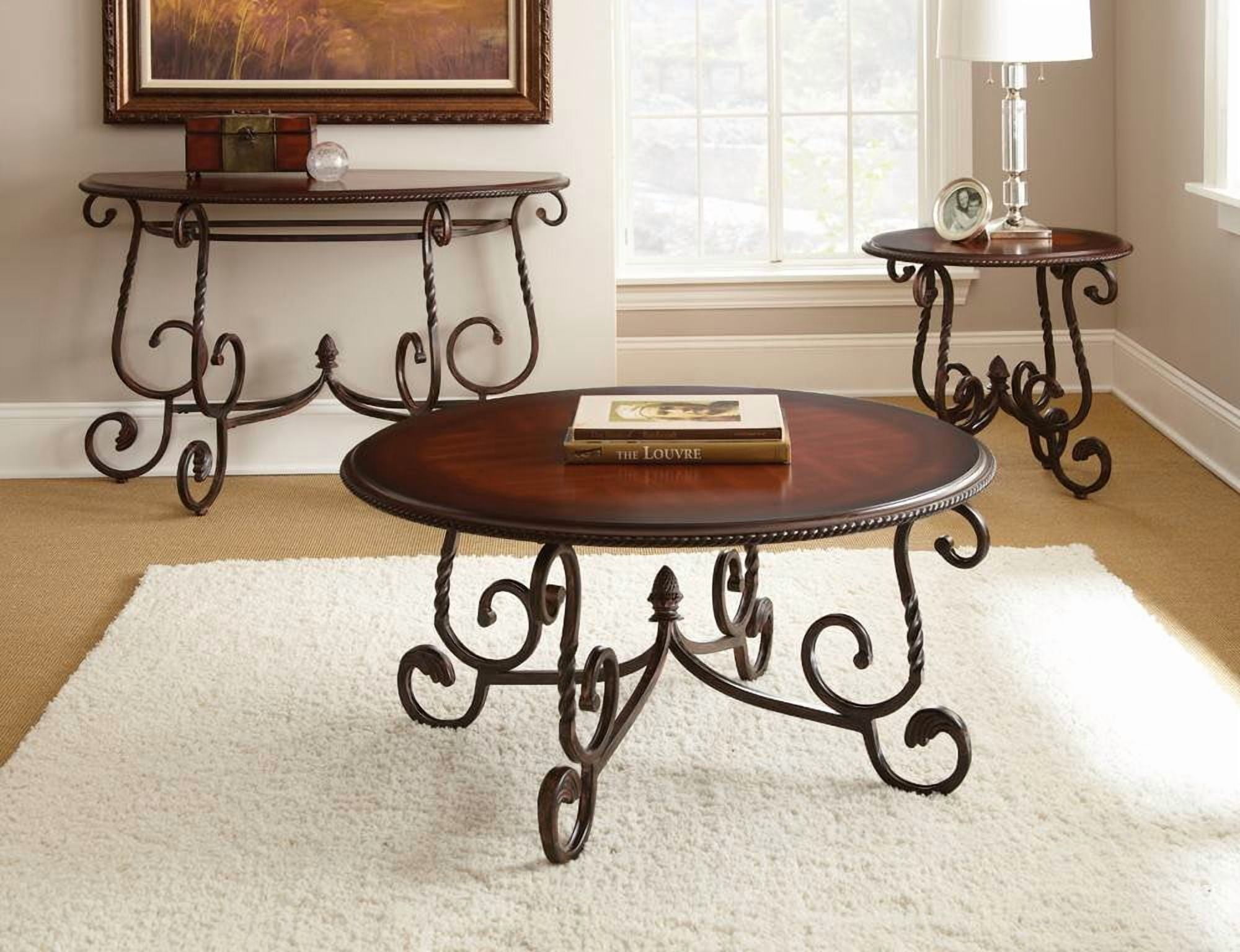 Steve Silver Crowley Indoor Wood Traditional Round 20" Height Coffee Table, Cherry