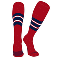 thumbnail image 1 of PEAR SOX Striped OTC Baseball, Softball, Football Socks (E) Red, Navy, White (L), 1 of 3